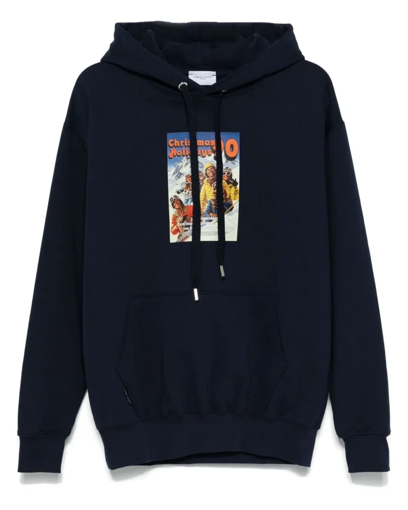 Family First Hoodie mit grafischem Print - Blau Blau