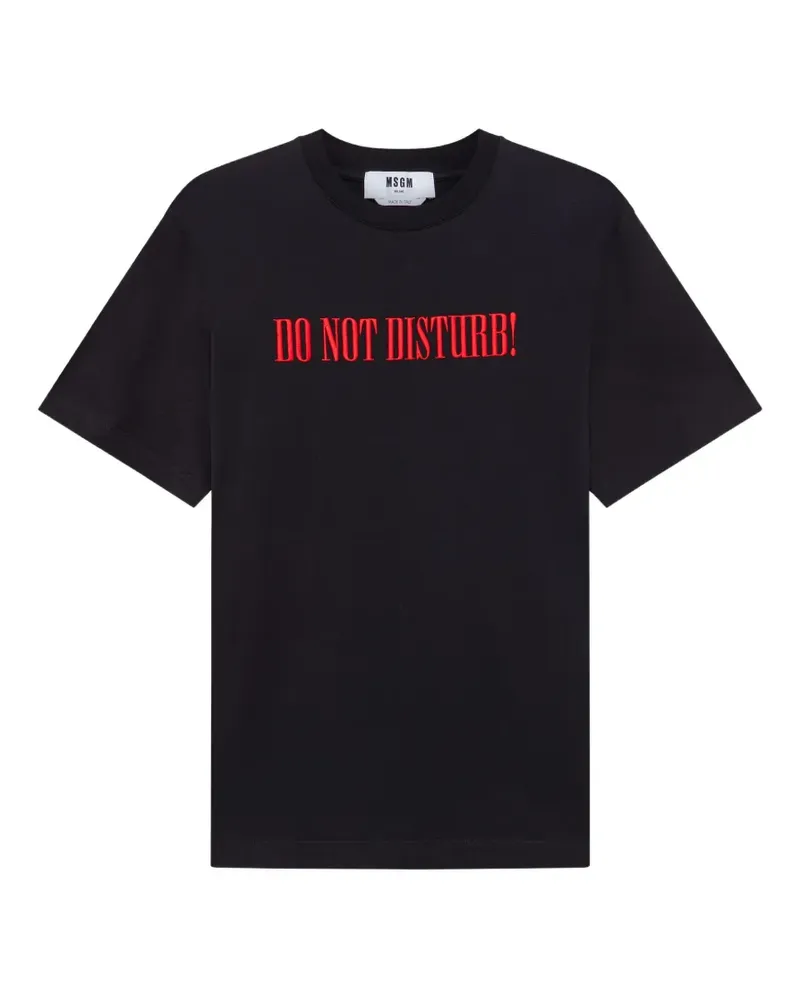 MSGM T-Shirt mit Slogan-Stickerei - Schwarz Schwarz