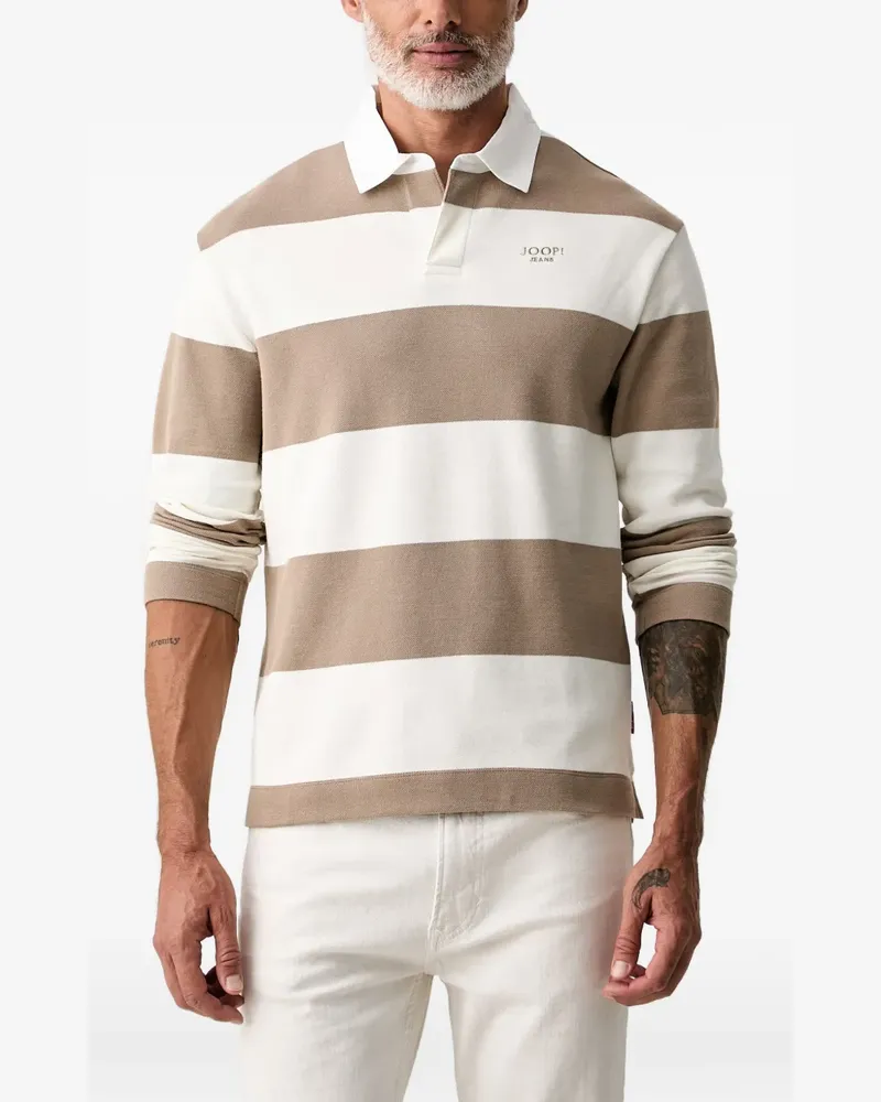 JOOP! horizontal-stripe polo shirt - Nude Nude