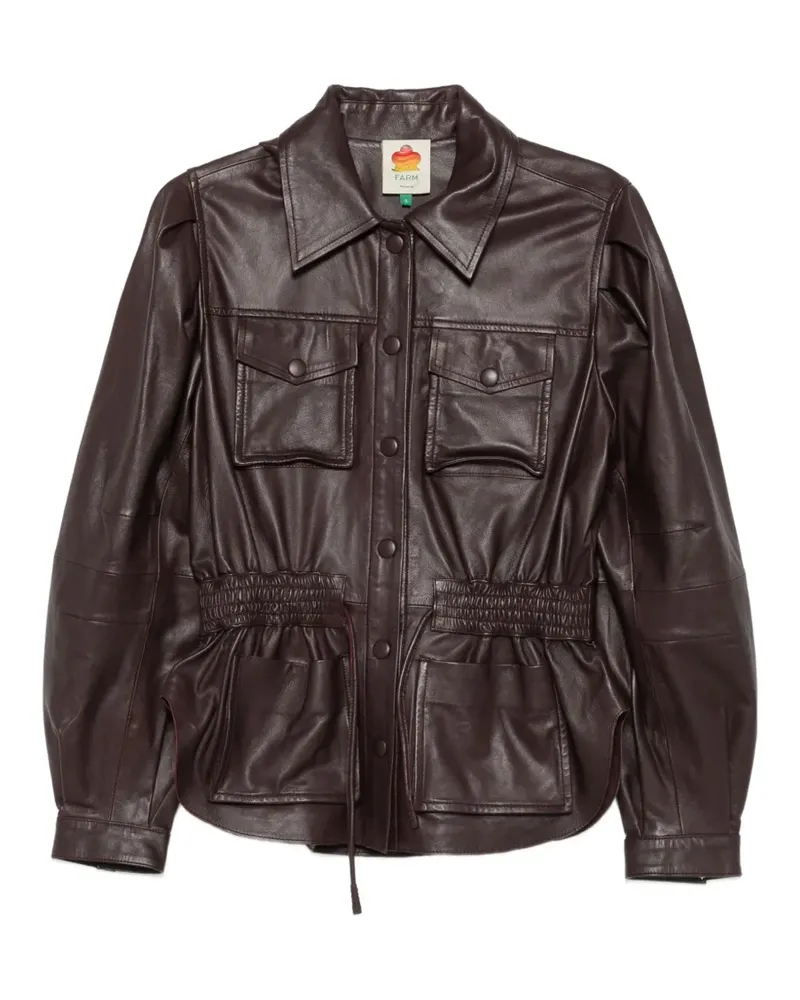 FARM Rio drawstring-waist leather jacket - Braun Braun