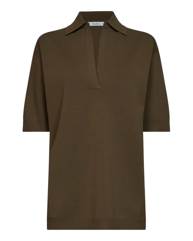 Max Mara Milano-knit polo-collar top - Braun Braun