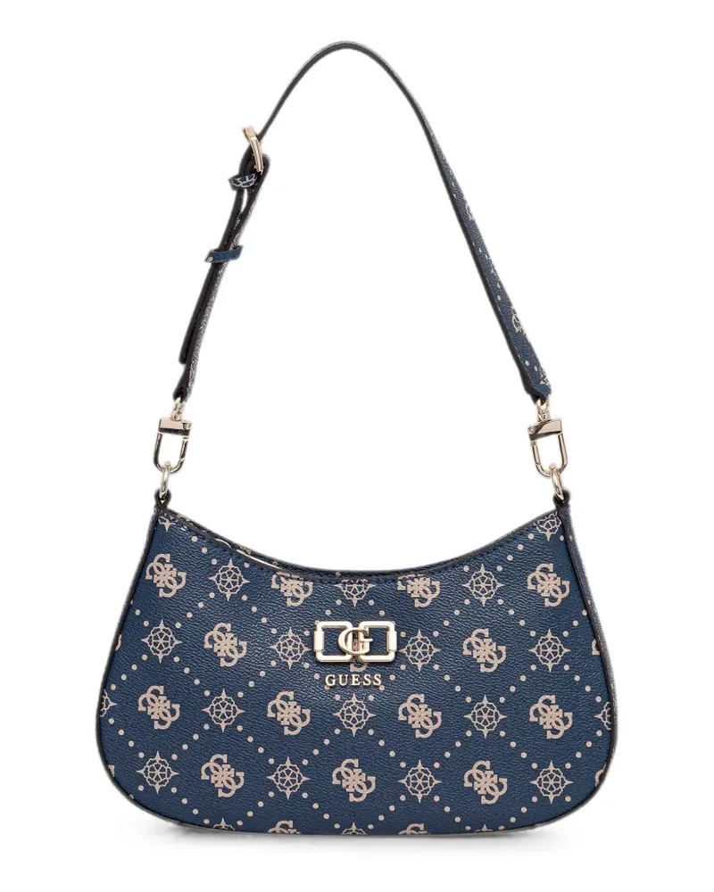 Guess Emelie Schultertasche mit Monogrammmuster - Blau Blau