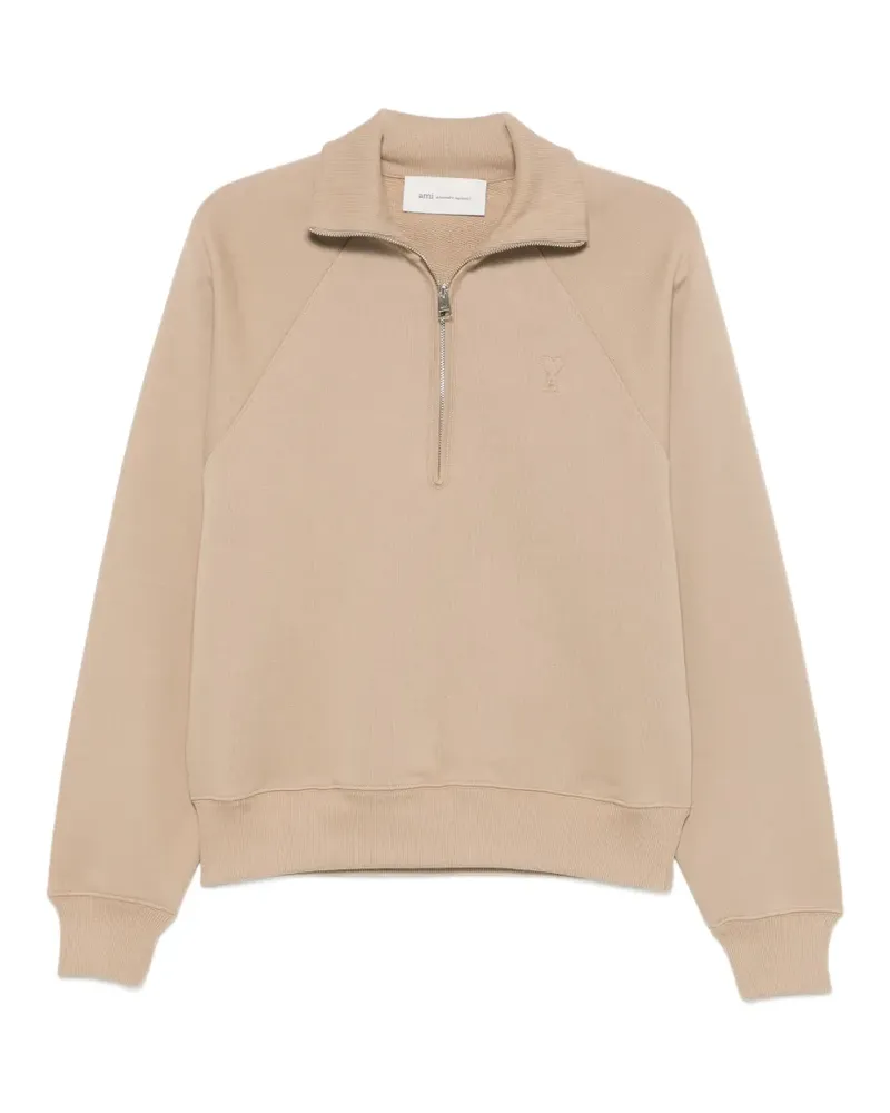 AMI Paris Ami de Coeur Pullover mit kurzem Reißverschluss - Nude Nude