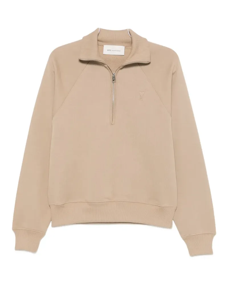 AMI Paris Ami de Coeur quarter-zip sweater - Nude Nude
