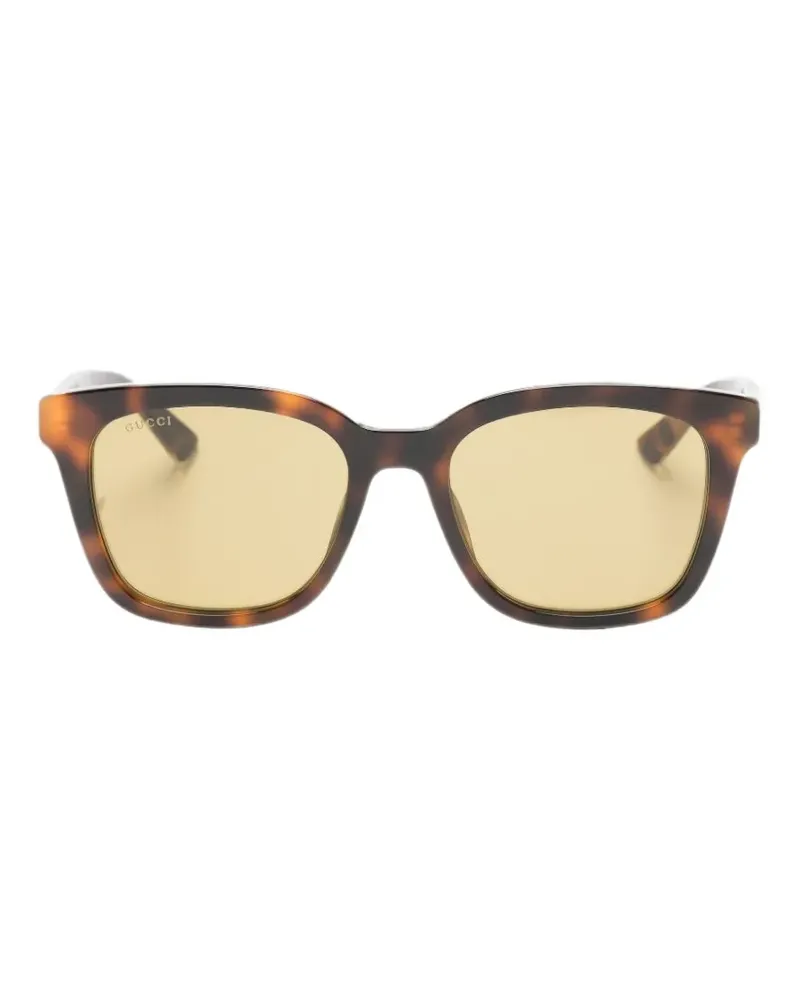 Gucci Eckige Sonnenbrille in Schildpattoptik - Braun Braun