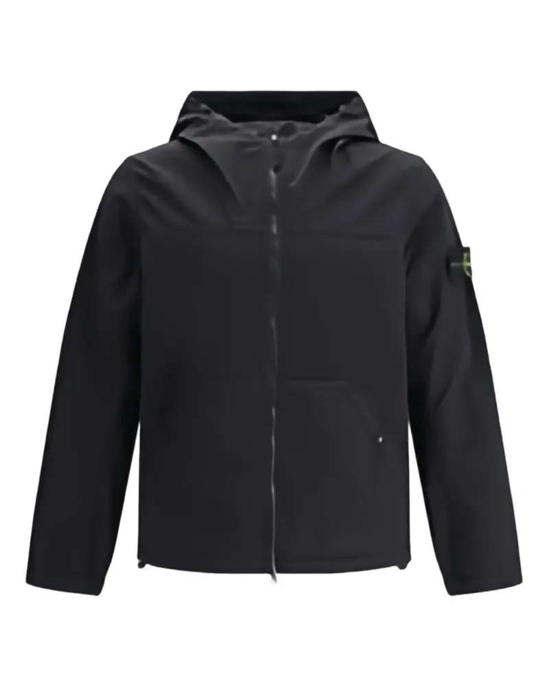 Stone Island Kapuzenjacke mit Kompass-Patch - Schwarz Schwarz