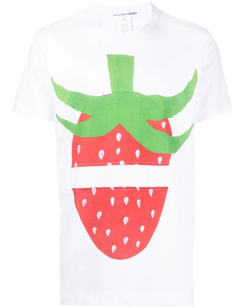 Comme des Garçons T-Shirt mit Erdbeer-Print - Weiß Weiß