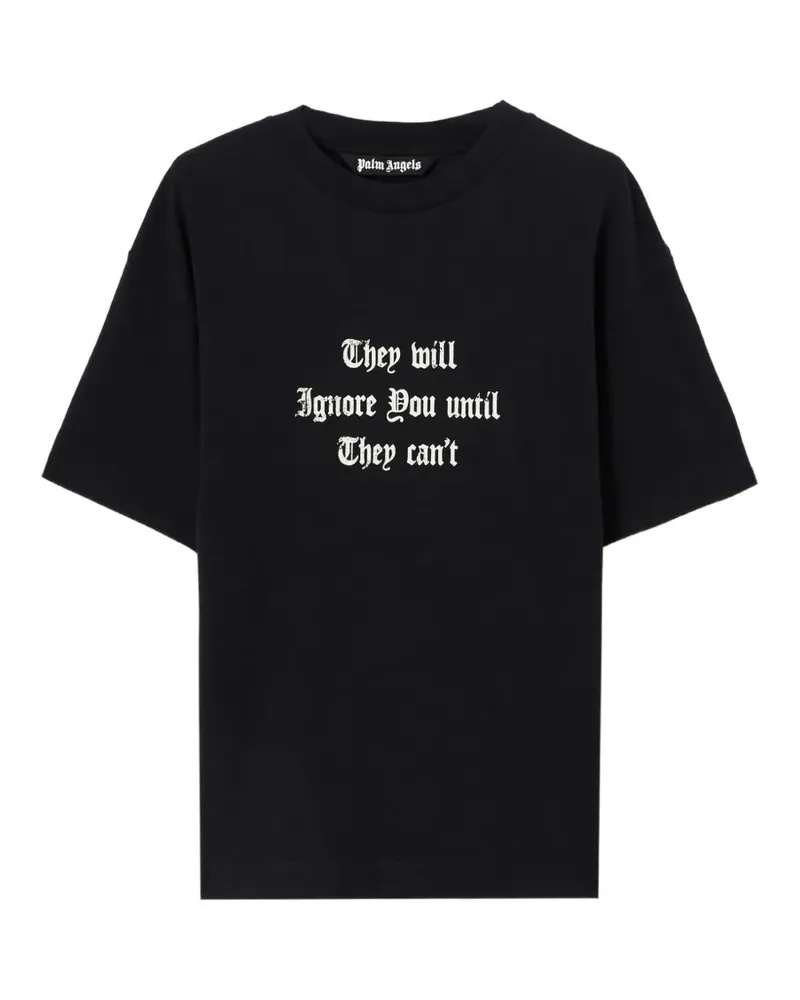 Palm Angels Geripptes T-Shirt - Schwarz Schwarz