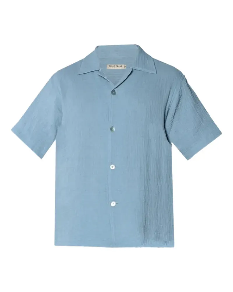 TRUE TRIBE button-up polo shirt - Blau Blau