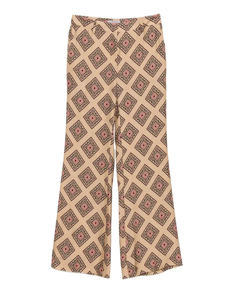 Alberto Biani geometric-print silk trousers - Braun Braun