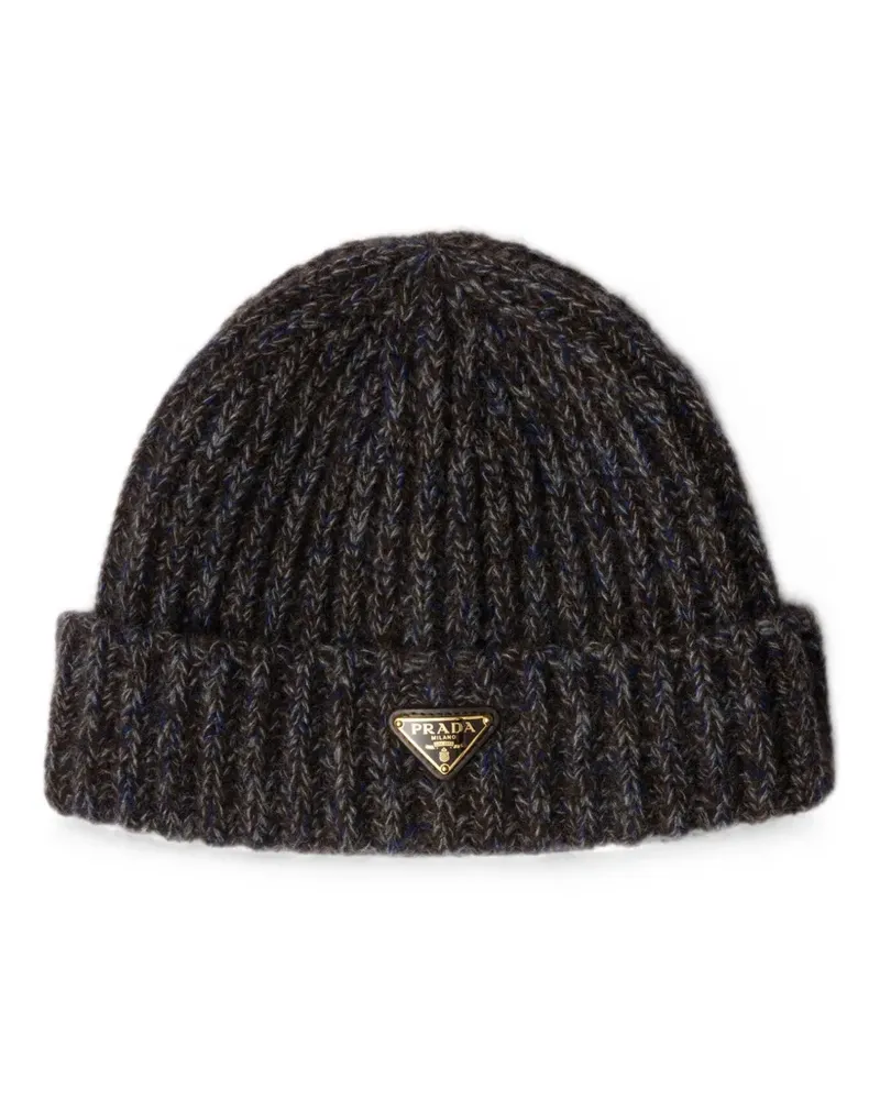 Prada Mouliné Beanie aus Kaschmir und Wolle - Blau Blau