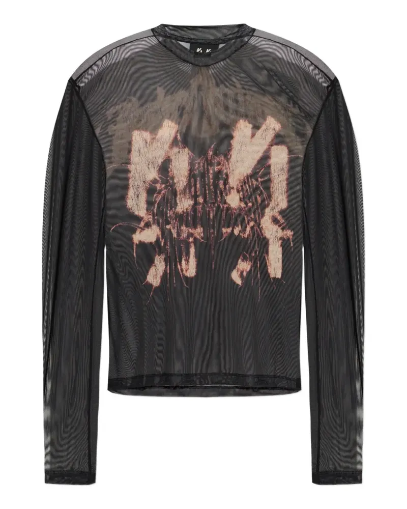 44 LABEL GROUP Langarmshirt mit grafischem Print - Schwarz Schwarz