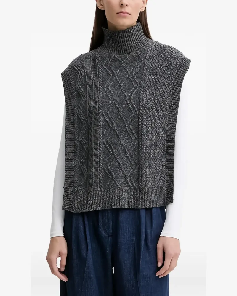 A.P.C. cable-knit funnel-neck gilet - Grau Grau