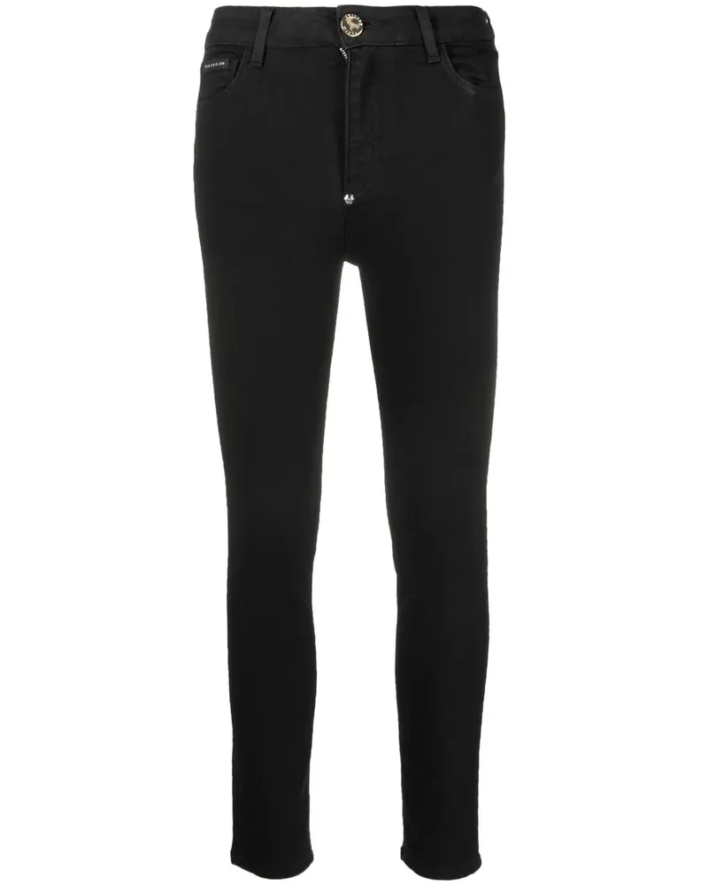 Philipp Plein Skinny-Jeans im Metallic-Look - Schwarz Schwarz