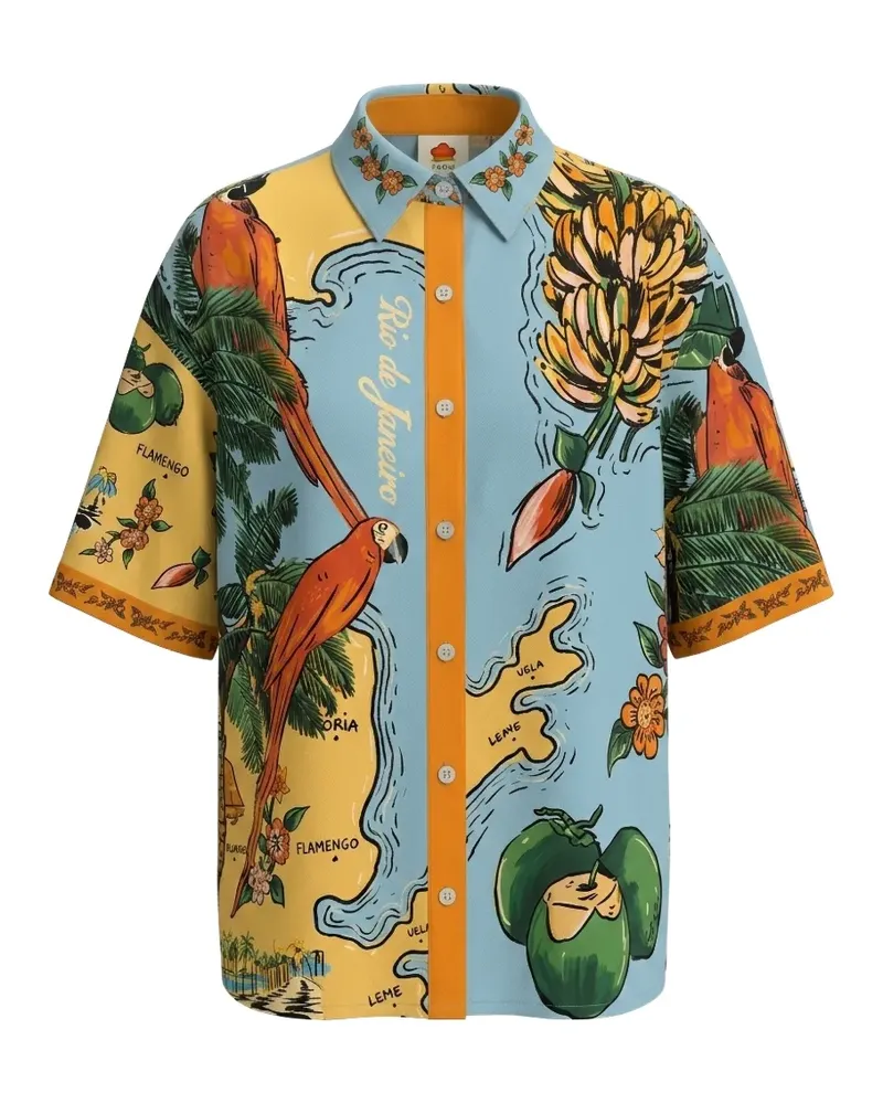 FARM Rio Beach-Path graphic-print shirt - Blau Blau