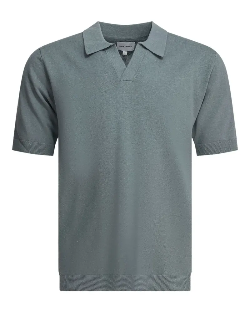Norse Projects Gestricktes T-Shirt mit V-Ausschnitt - Blau Blau