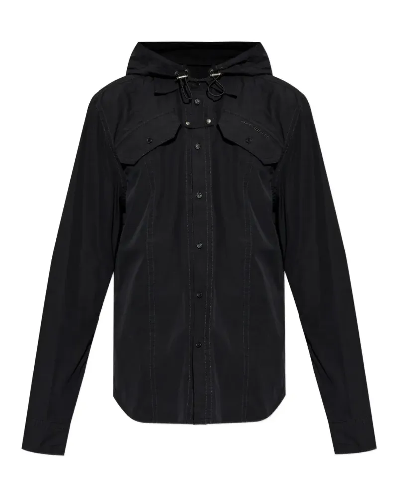 OFF-WHITE hooded chest-pocket shirt - Schwarz Schwarz