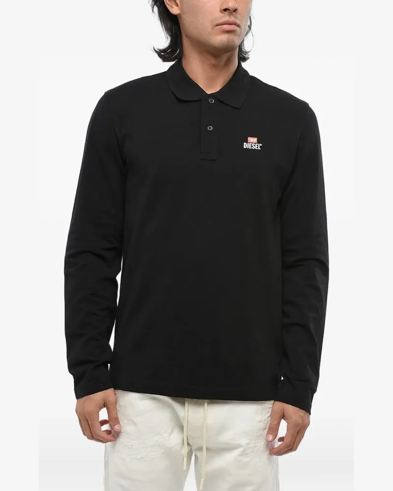 Diesel Poloshirt mit Logo-Print - Schwarz Schwarz