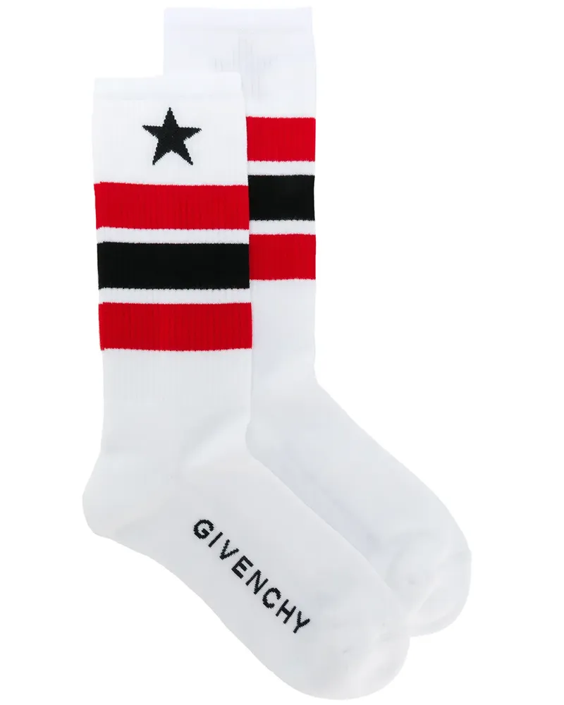Givenchy star and stripe intarsia socks - 112 WHITE/RED 112