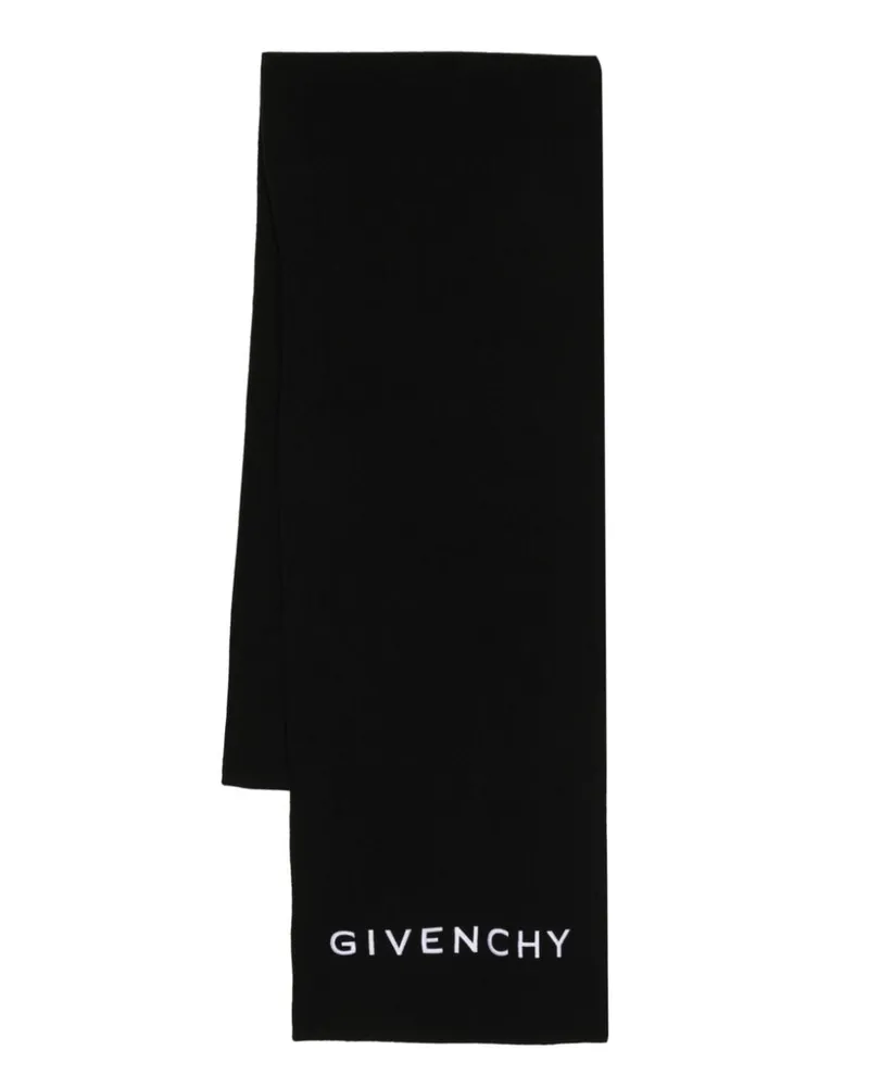Givenchy Gestrickter Schal mit Logo-Stickerei - Schwarz Schwarz