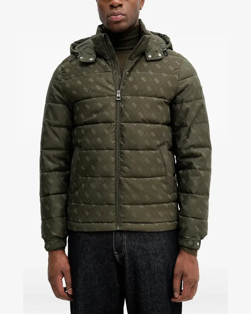 Guess hooded patterned puffer jacket - Grün Grün
