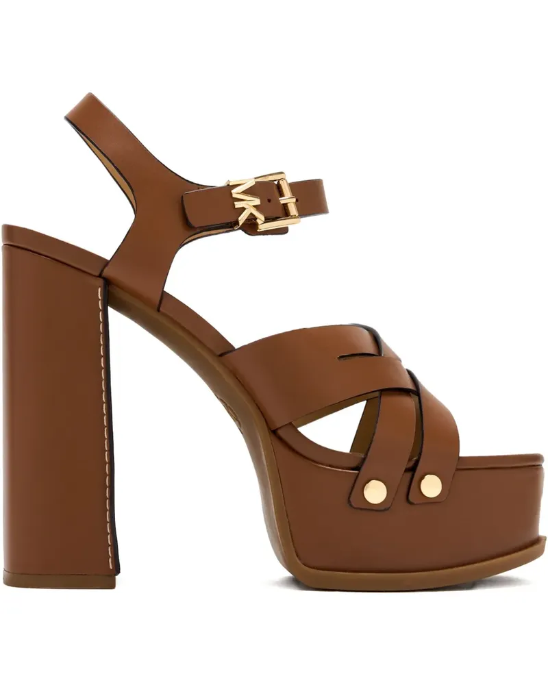 Michael Kors Nora Plateau-Sandalen mit überkreuzten Riemen 127mm - Braun Braun