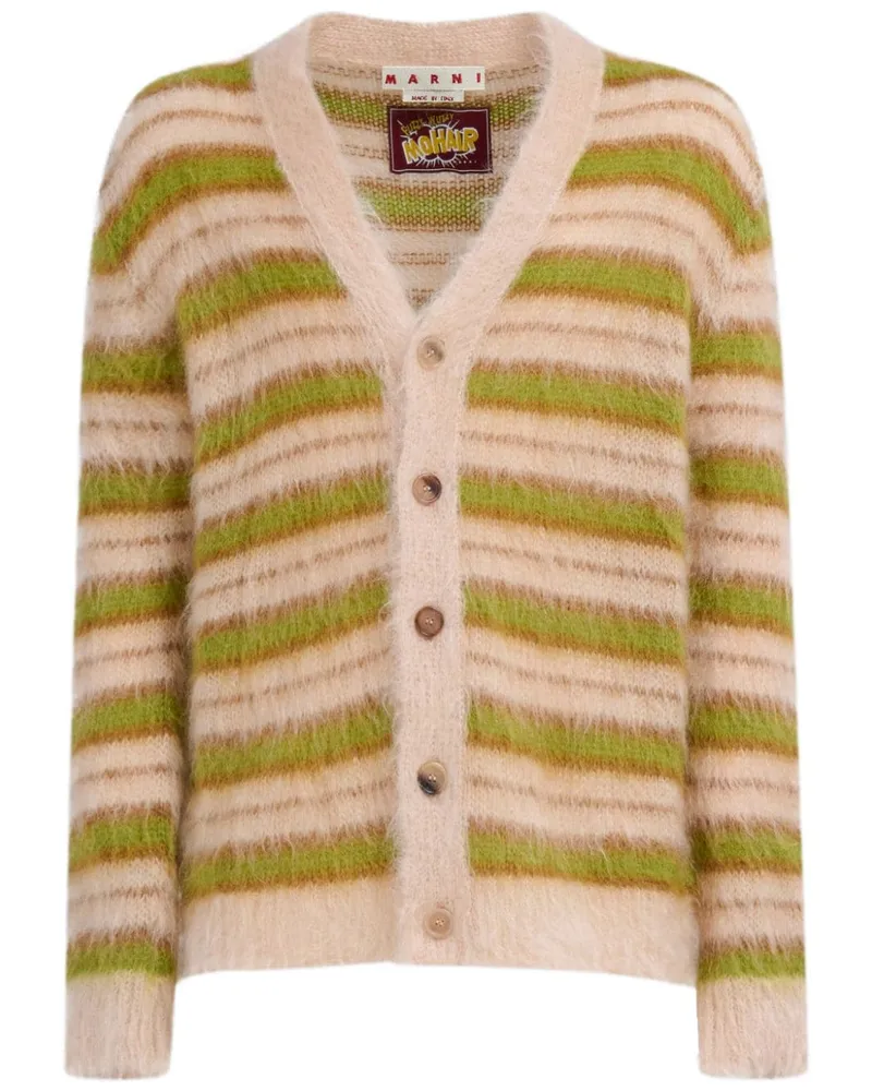 Marni Gestreifter Cardigan mit V-Ausschnitt - Nude Nude