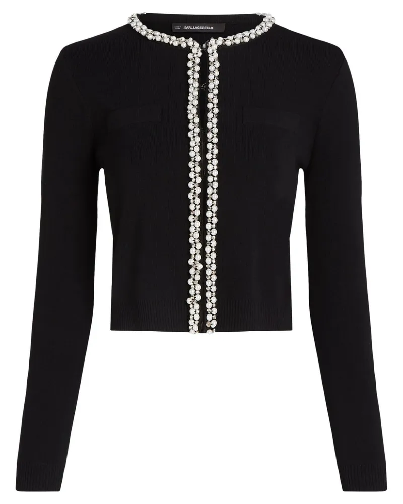 Karl Lagerfeld Essential Cardigan mit Perlen - Schwarz Schwarz