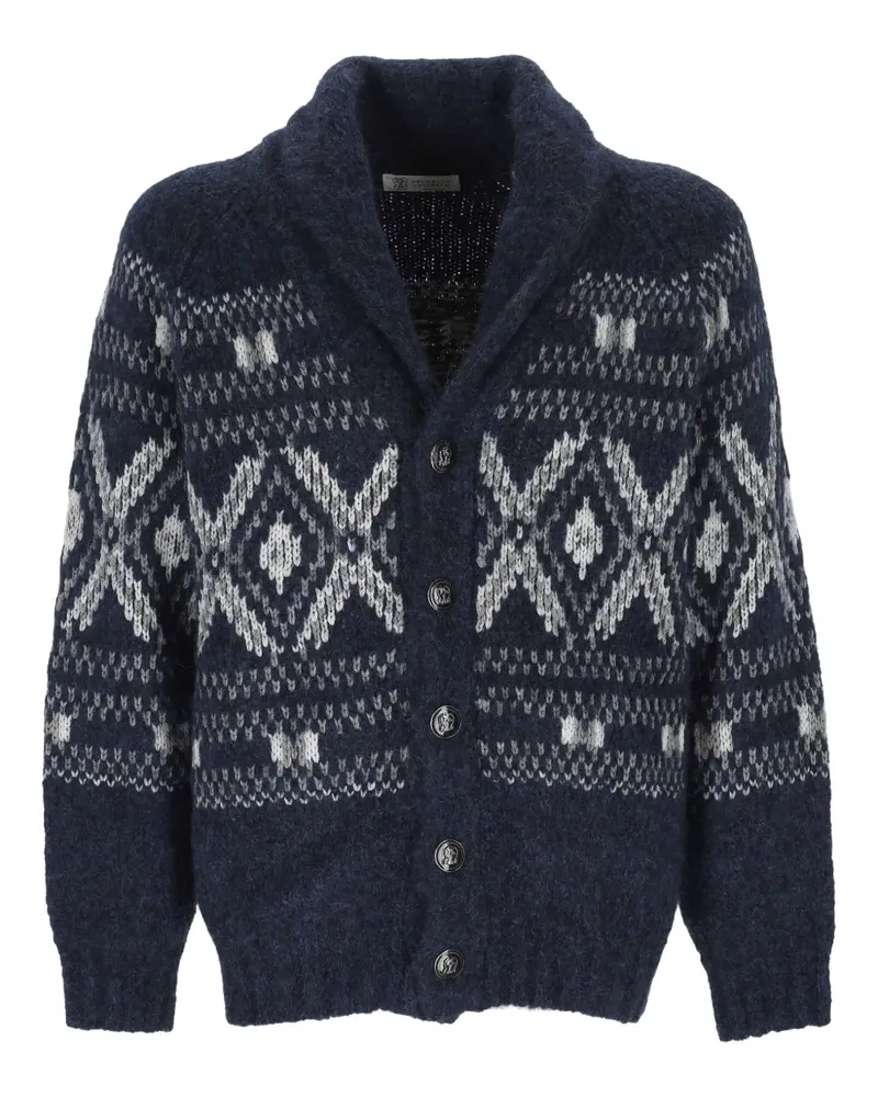 Brunello Cucinelli Cardigan mit Fair-Isle-Muster - Blau Blau