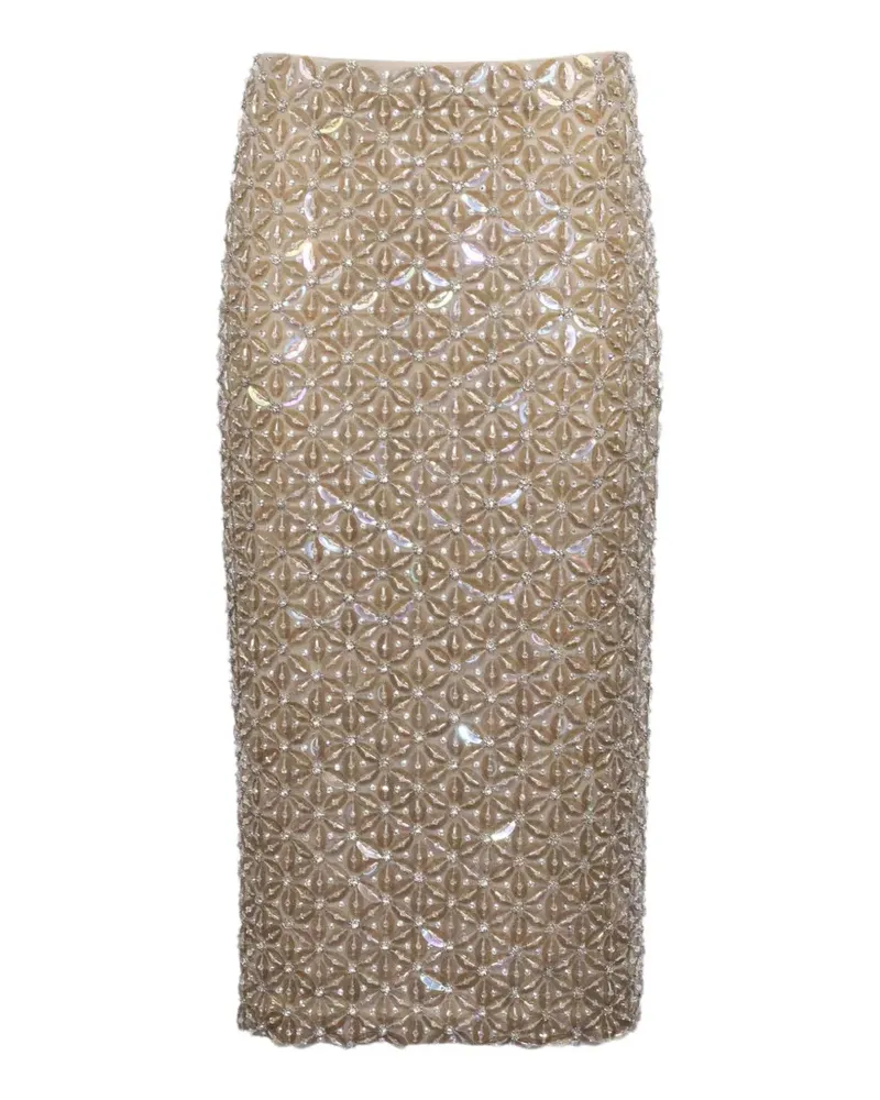 P.A.R.O.S.H. P.A.R.O H. sequin floral midi skirt - Nude Nude