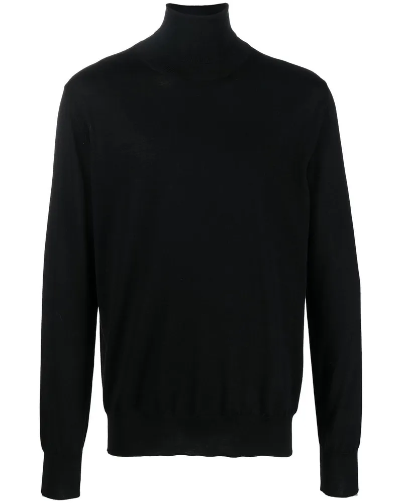 Jil Sander Fein gestrickter Rollkragenpullover - Schwarz Schwarz