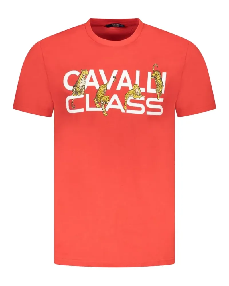 Roberto Cavalli cheetah-print logo-print T-shirt - Rot Rot