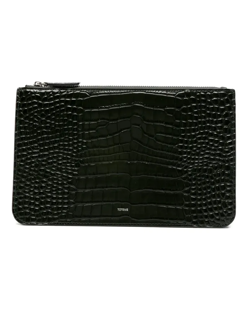 Totême threefold crocodile-embossed clutch - Grün Grün