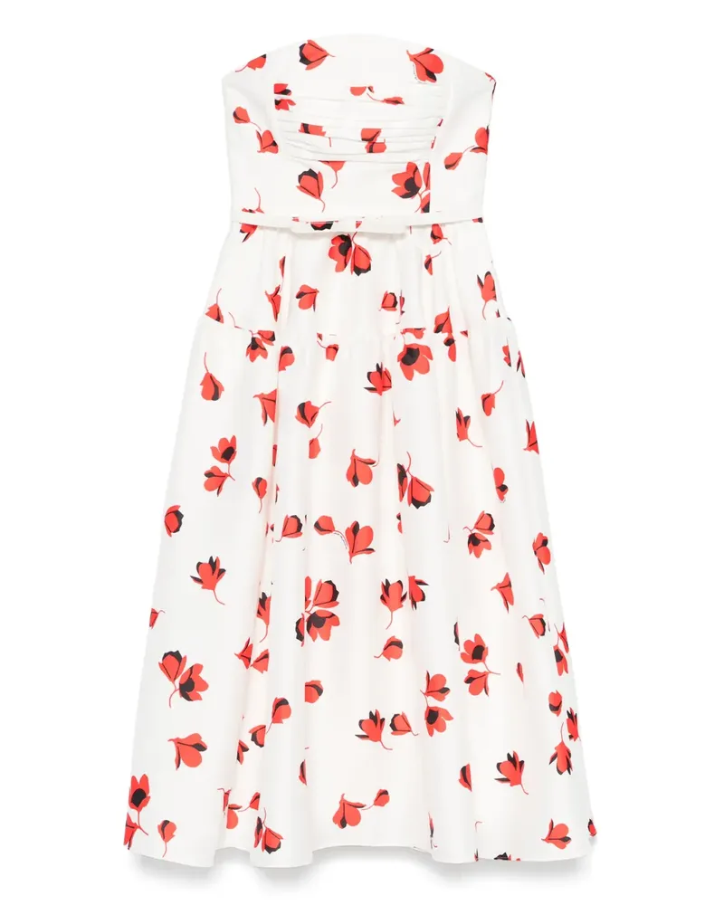 Self-Portrait Kleid aus Taft mit Blumen-Print - Weiß Weiß