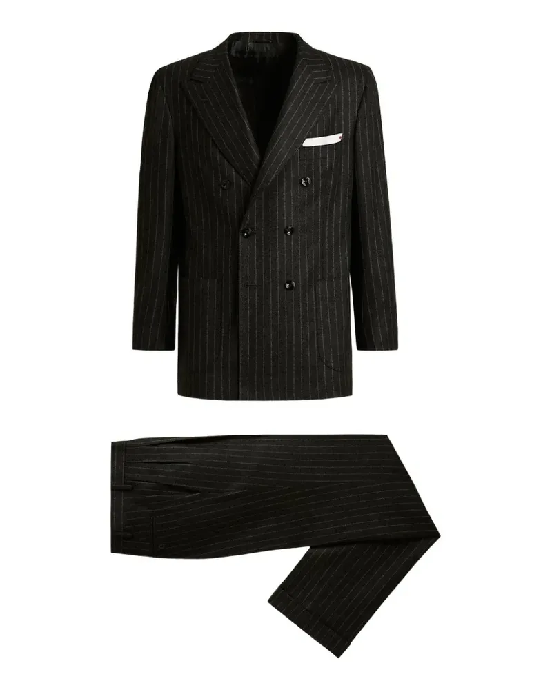 Kiton Doppelreihiger Anzug mit Nadelstreifen - Grau Grau