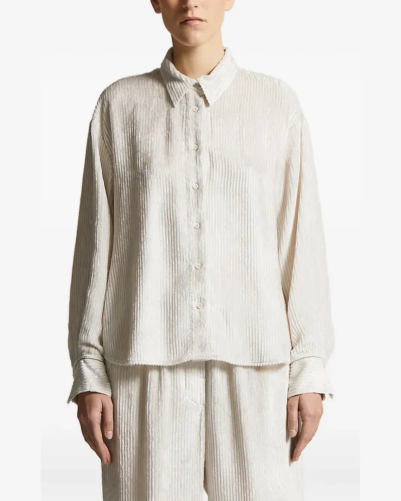 Peserico Geripptes Button-down-Hemd - Weiß Weiß