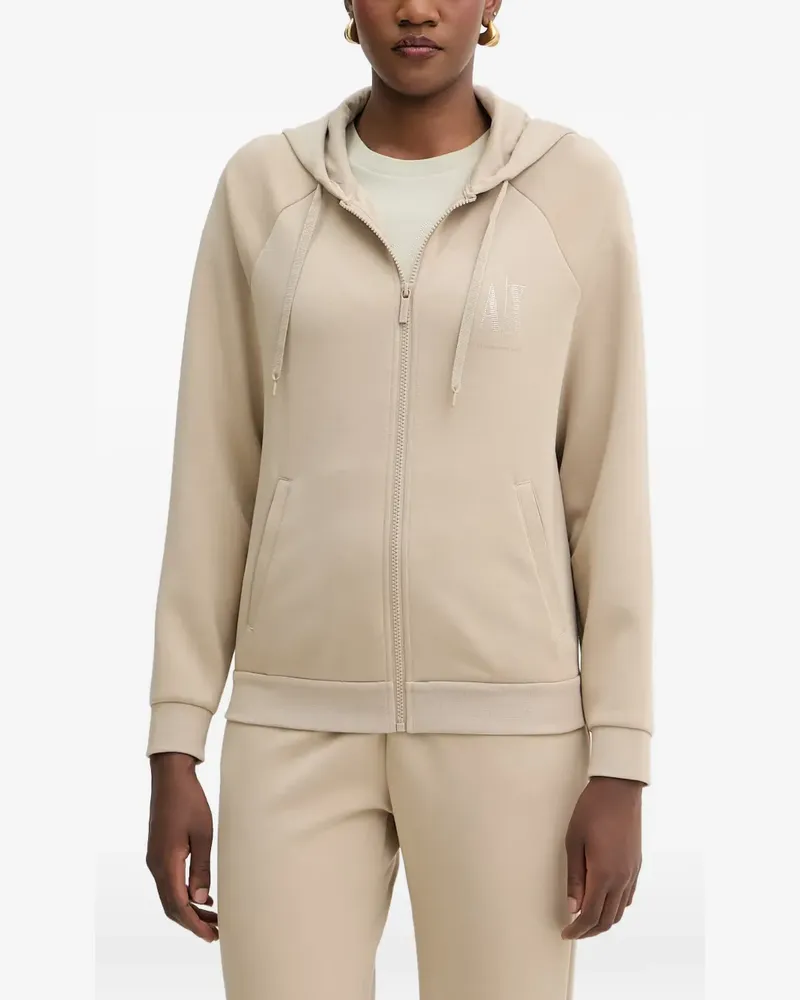 Armani Exchange rhinestone-logo zip-up hoodie - Nude Nude