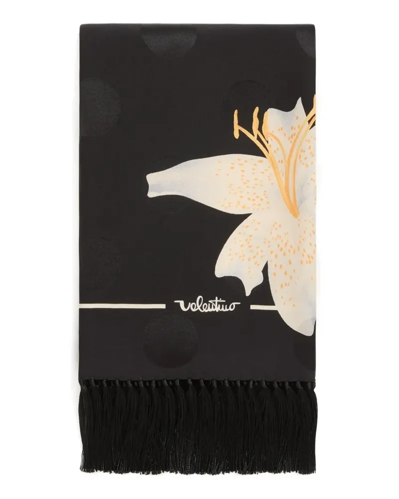 Valentino Garavani Apres L'Hiver Lilium Schal mit Fransen - Schwarz Schwarz