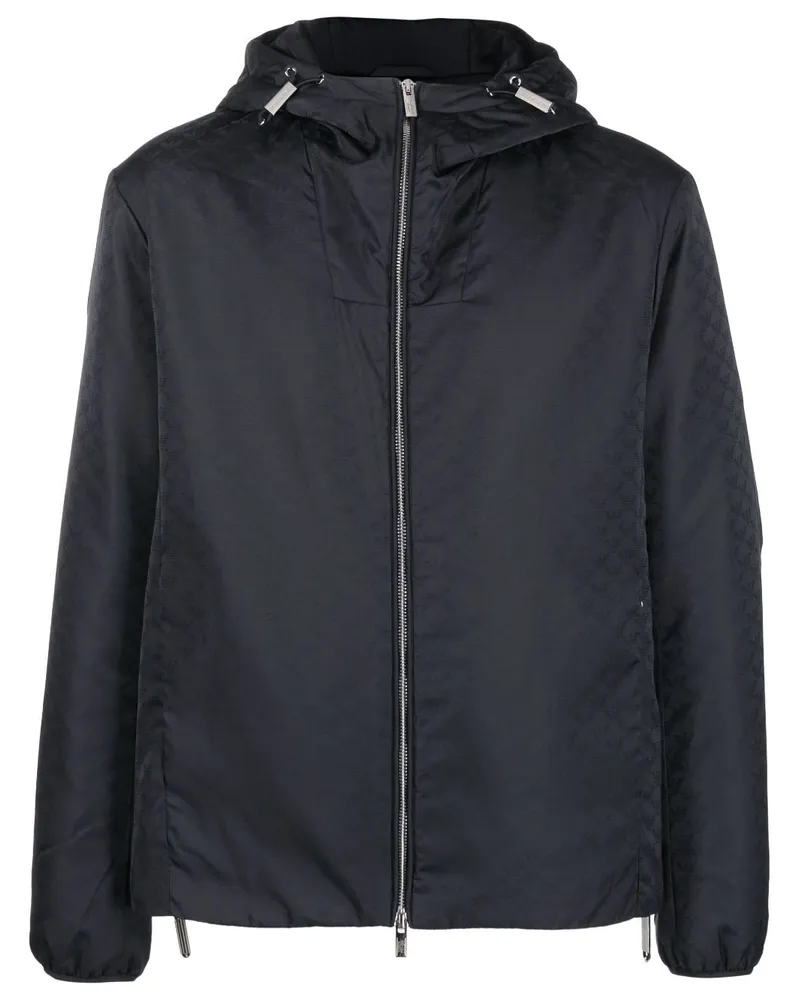 Emporio Armani Kapuzenjacke mit Monogrammmuster - Blau Blau