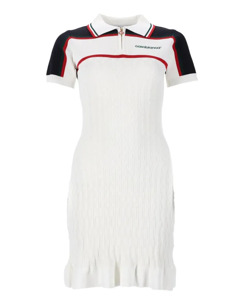 Casablanca Paris Gerüschtes Maxikleid mit Kontrastbesatz - Weiß Weiß