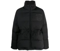 Gefütterte Jacke mit Logo-Print - Schwarz