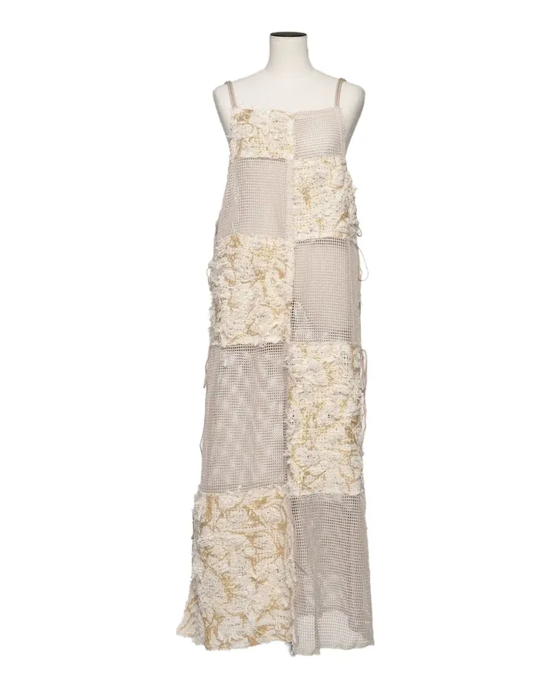 Muller of Yoshiokubo patchwork mesh-knit midi dress - Nude Nude