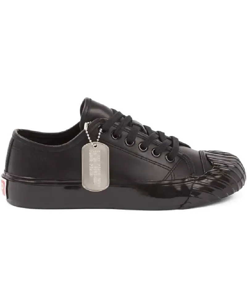 Kenzo logo-detail leather sneakers - Schwarz Schwarz