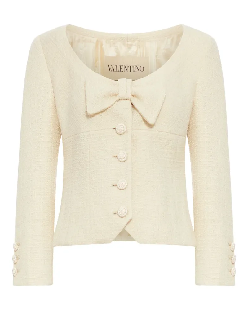Valentino Garavani bow-detail tweed jacket - Nude Nude