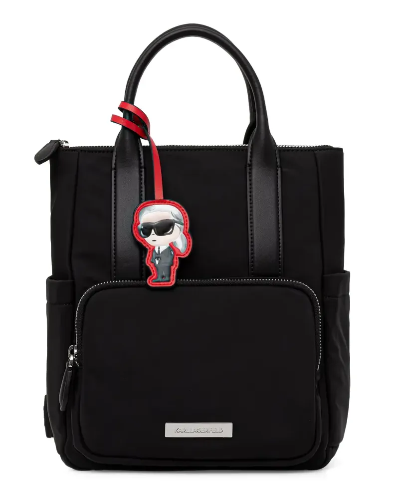 Karl Lagerfeld Ikonik Rucksack mit Logo-Schild - Schwarz Schwarz