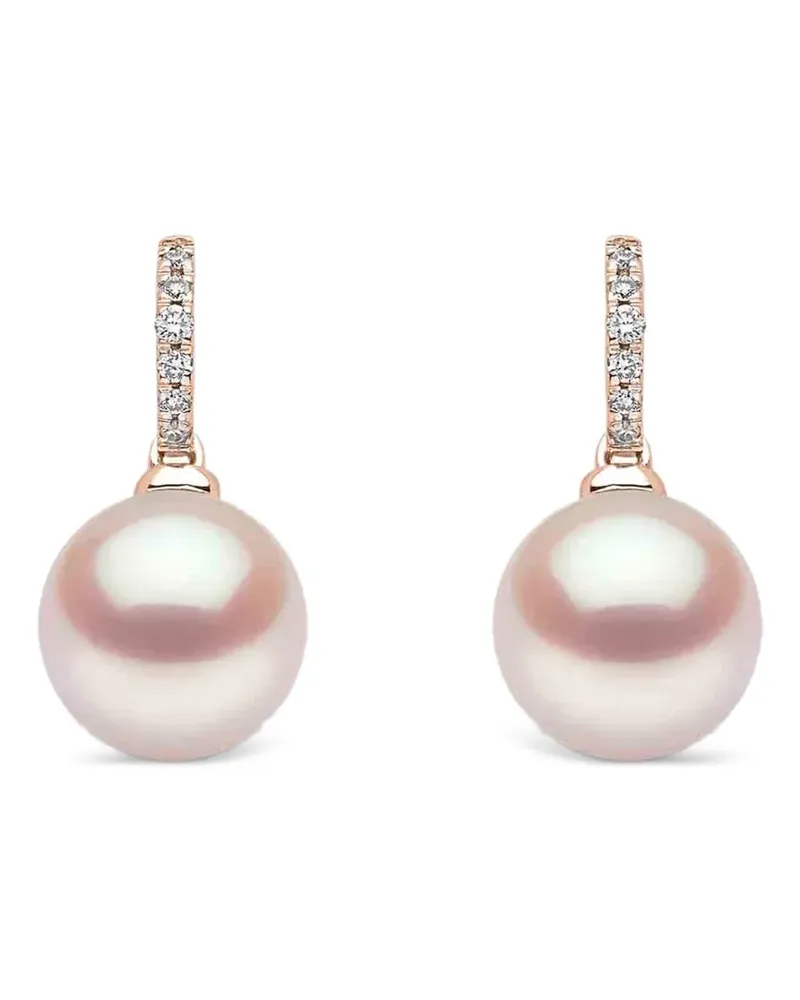 YOKO London Hängeohrringe mit Süßwasserperlen und Diamanten - Rosa Rosa