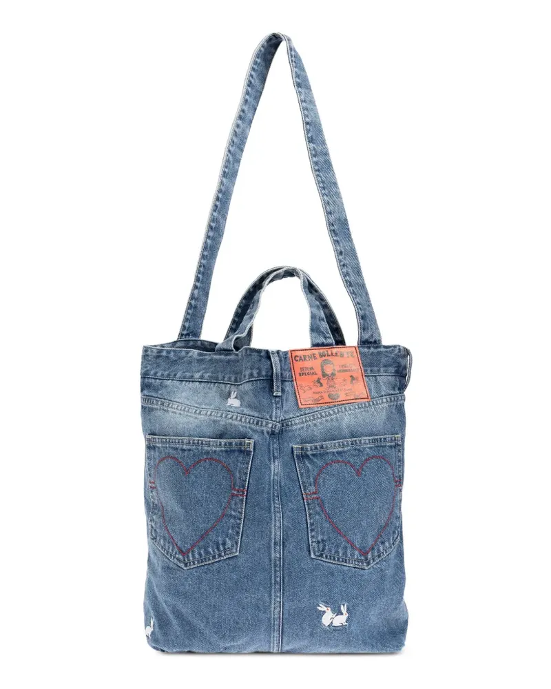 Carne Bollente Tote Bag mit Herz-Patch - Blau Blau