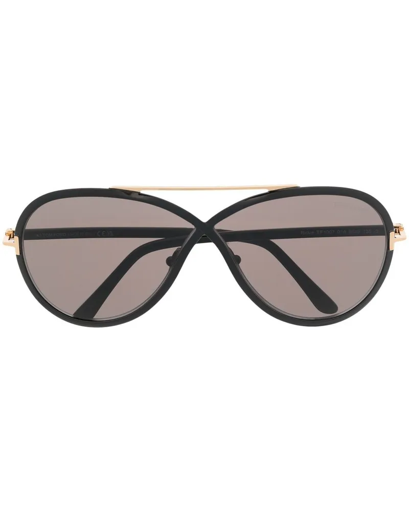Tom Ford Runde Sonnenbrille im Oversized-Look - Schwarz Schwarz