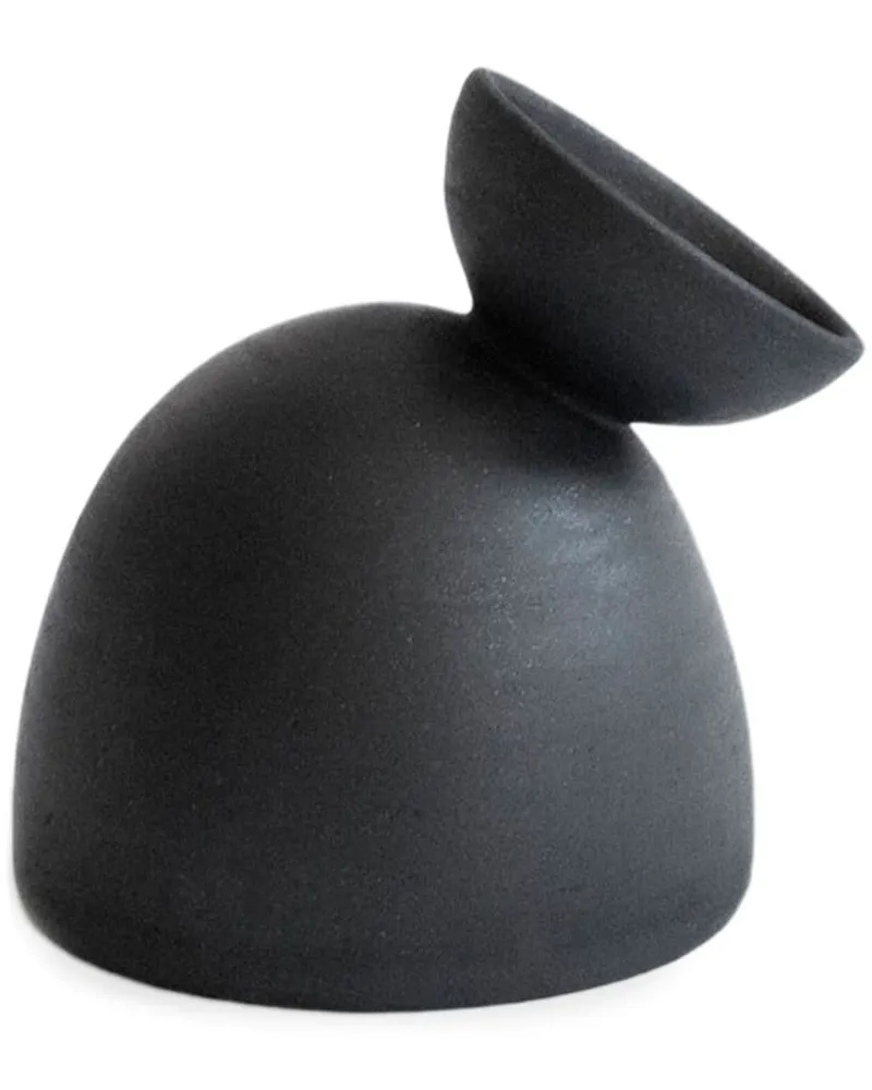 Origin Made Charred Dome Tonvase 16cm Schwarz