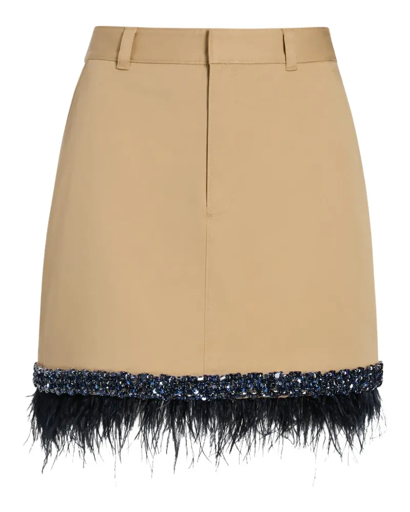 Cinq à Sept Marie Minirock mit Federbesatz - Nude Nude